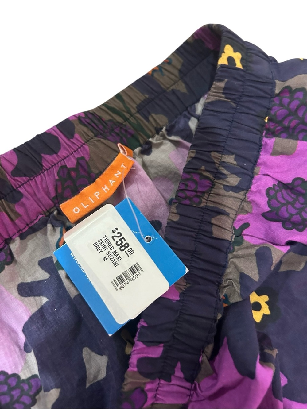 Oliphant NWT Suzani Tiered Floral Maxi Skirt Purple Navy Boho Sz M $258 - Picture 5 of 8
